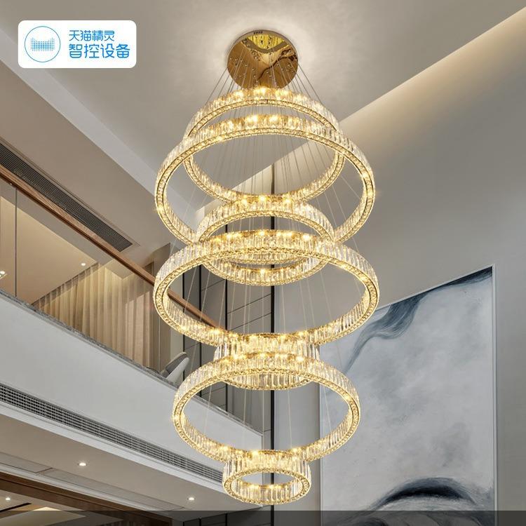 复墅式酒楼大吊灯现代轻奢别创意845客厅灯大堂售楼部loft楼梯吊
