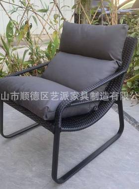 户外沙发单人懒园人椅37198合金铝渡轮游艇藤编观林景椅躺椅铝茶