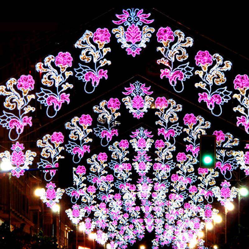 圣诞节灯会YJ-KJD-2跨街灯光花朵户外道灯雕LED过走街廊过灯光节