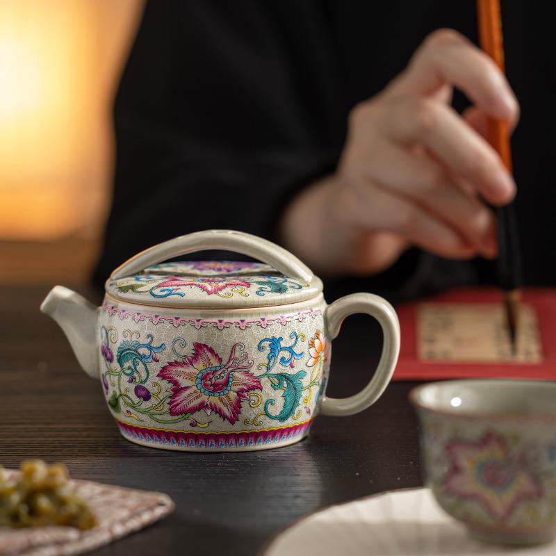 老陶泥凌54155霄花瓦汉茶壶瓷家用高端中式大陶容量茶茶具单壶茶