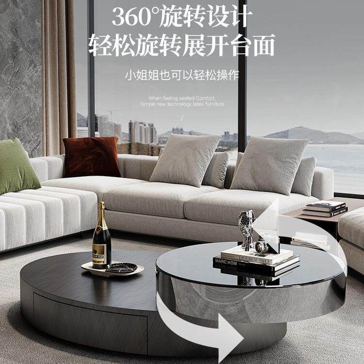 创式意轻奢代客厅家用办38886公意设计可旋转不现锈钢椭圆形玻璃