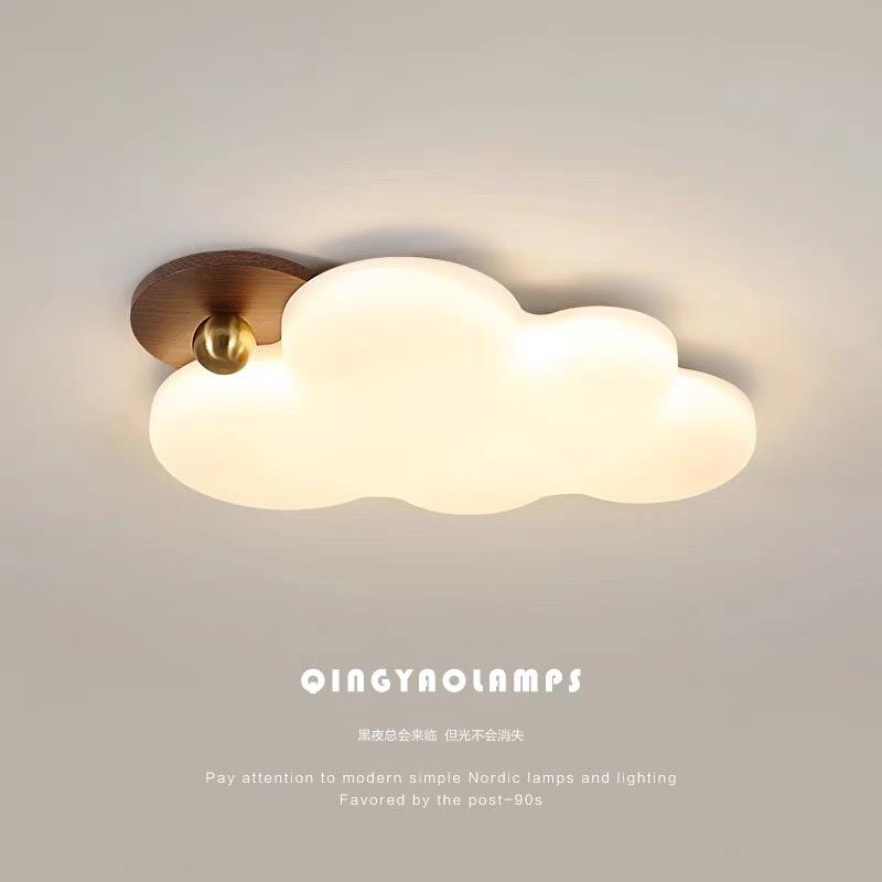 日式全光谱LED580护眼吸顶灯现代简约书卧室房鹅卵木纹房石灯间主