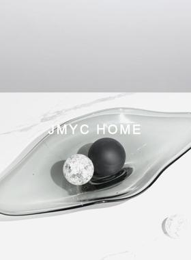 盘轻奢餐吧台桌面玻TB637515璃果水托摆件装饰品样板间客厅厅桌面