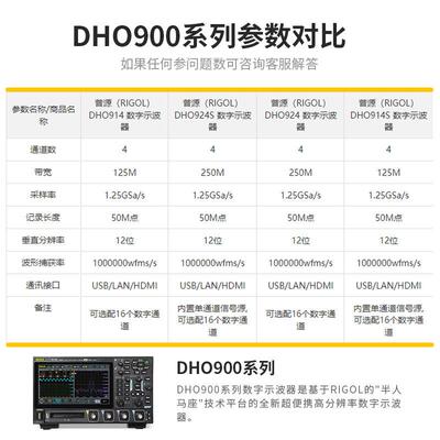 RIGOL普源便携式数字波1器D示HO9道4/DHO924S四通多JJJ功能触控屏