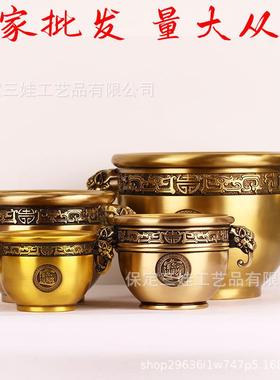 象鼻缸招米进887宝内黄铜米缸家用室办公室业摆送礼开运装饰开件