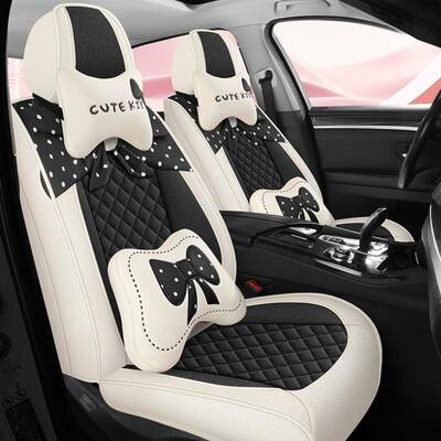 24年新款包围女季士蝴蝶结亚麻款全座汽车坐垫四通用座60122椅套