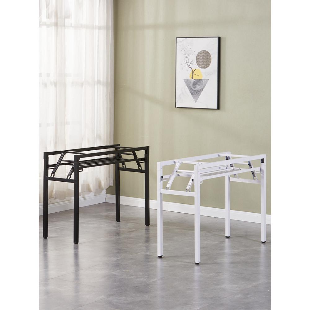 弹简易折叠桌架子双层腿桌架铁架长桌子腿单层桌餐桌桌白见详情色