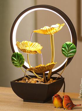 新款可灯圈水件喷泉水景客家厅QDN居装饰品工厂流室内摆摆件