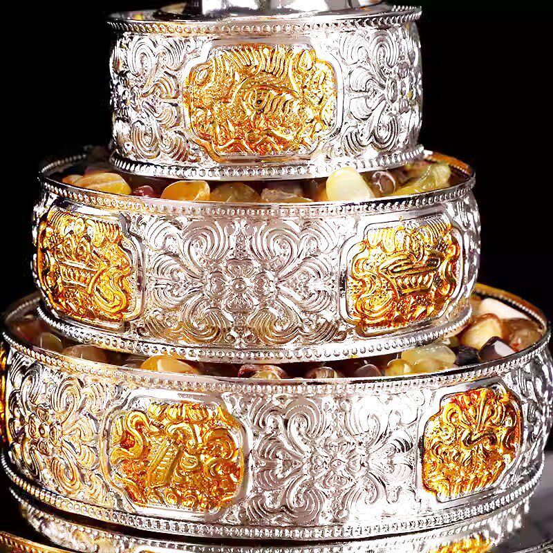 藏族佛饰品大小号初学修曼扎盘尼泊尔纯铜八吉祥索达曼茶罗吉堪布