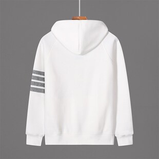 美式流行重磅四条杠拼接青春卫衣男高级感透气开衫拉炼连帽外套衫