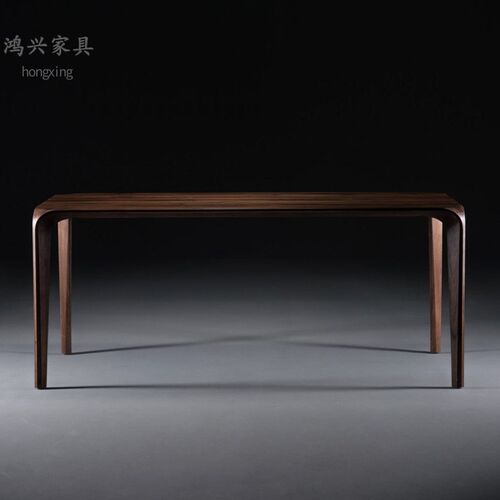 北美黑胡桃木餐桌4.5厚北欧长方形纯实木饭桌设计师原木家具整装