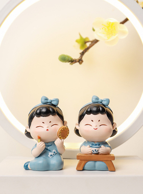 古风旗袍唐仕女客厅桌面摆件中式国潮家居装饰品创意车载工位治愈