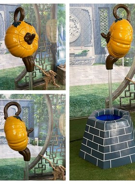 玻璃钢悬空天壶雕塑茶园饭店开业装饰悬浮壶招财流水泵壶落地摆件