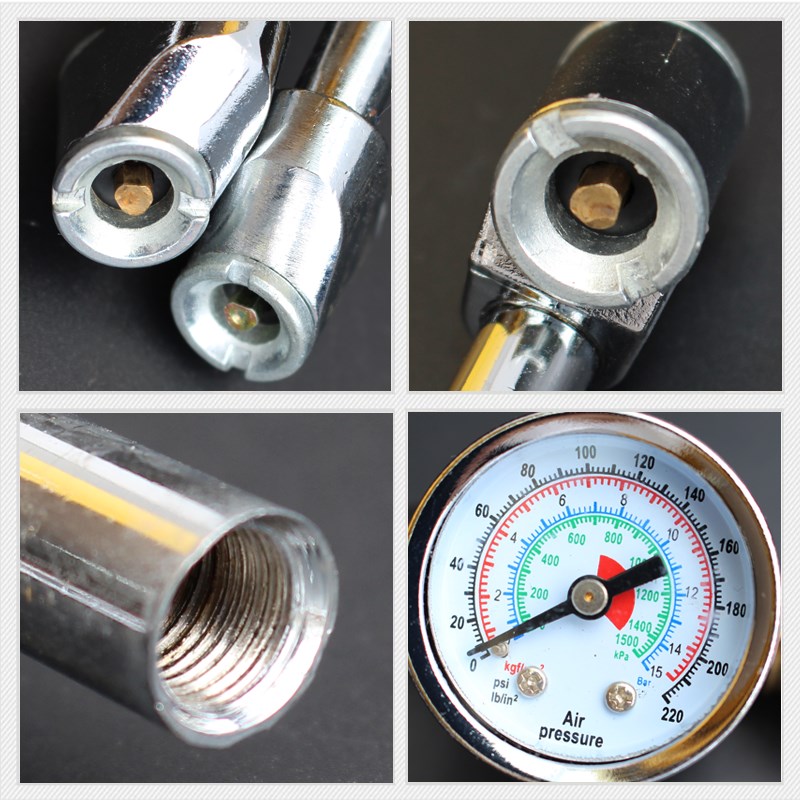 货车轮胎快速充气杆 双头打气嘴加气带压力表大车烟斗胎压加气咀