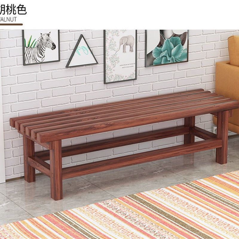 全实木长凳浴室实木长条板凳公园休息凳床尾拼接凳阳台防腐碳化凳