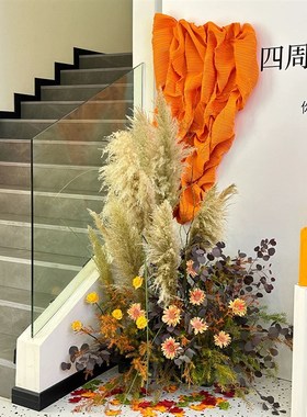 橙色系周年庆开业背景墙布置气球装饰场景4s店庆商场活动氛围kt板