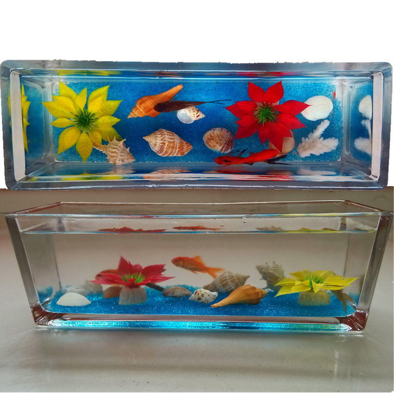 加厚一次成型鱼缸长方形透明玻璃超白花盆养孔雀鱼客厅电视柜摆放