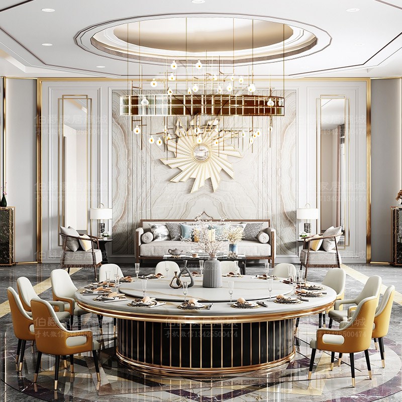 包厢包间包房样板房别墅餐桌轻奢复古创意个性金属艺术水晶吊灯圆