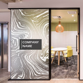 大理石纹公司办公室艺术隔断墙磨砂玻璃贴纸透明静电贴膜图案定制