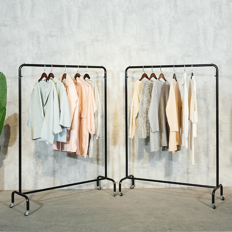 服装店展示架落地晒凉货架挂衣服架子水管晾衣架可移动推拉带滑轮