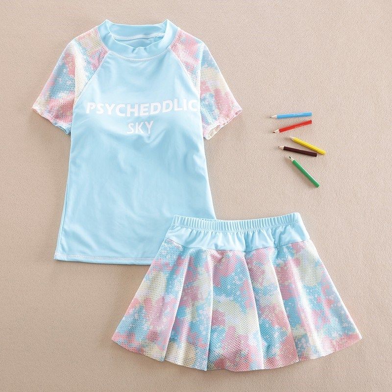 儿童泳衣女孩公主裙式10女童游泳衣分体12中大童平角裤学生泳装13