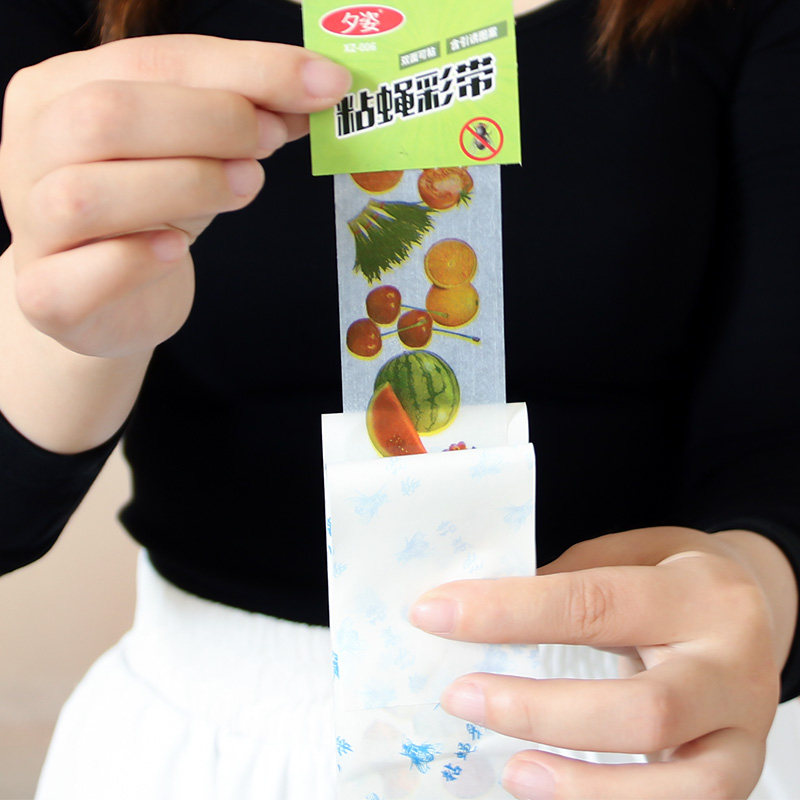 苍蝇贴粘蝇纸强力粘灭蝇彩带条挂绳沾蝇子蚊神器诱杀捕捉家用克星