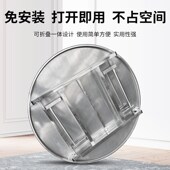 连体可折叠圆桌不锈钢家用餐桌加厚吃饭桌子餐桌餐厅圆桌可折叠