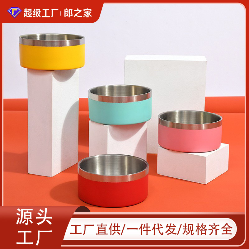 宠物食具不锈钢新款防打翻防滑狗盆狗碗喝水碗大型犬猫盆猫碗水盆