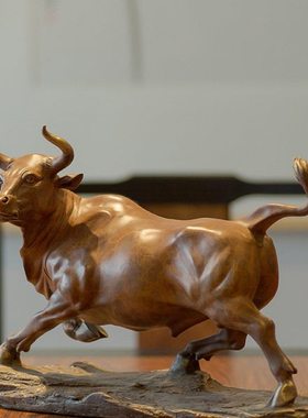 铜之美 华尔街铜牛摆件 牛转乾坤 客厅玄关铜工艺品乔迁开业礼品
