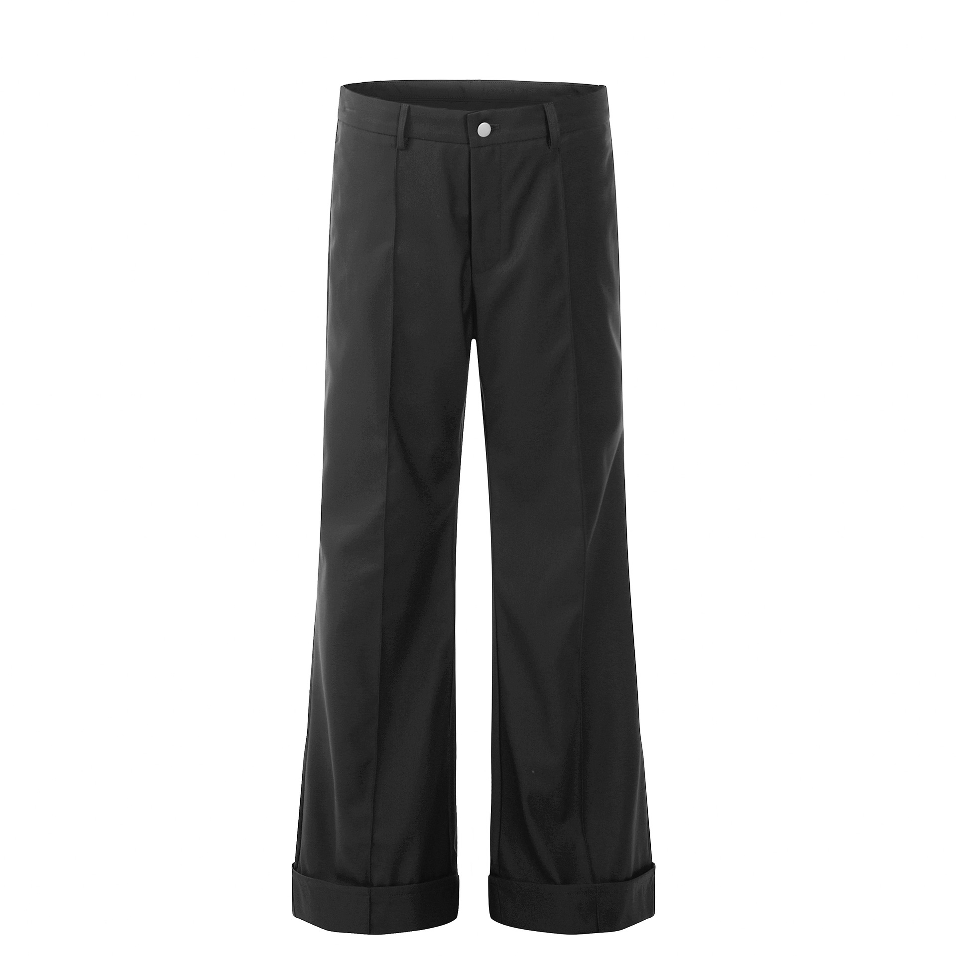 C857美式2024春秋街头复古中性宽松微喇叭纯色设计男式休闲西裤