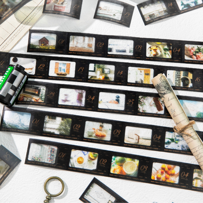 言己日付胶带 镜头下的一天胶片系列 手帐装饰素材diy贴纸拼贴