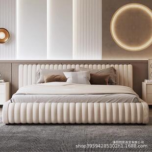 现INI主简约布艺床北欧轻奢人风科技布榻代榻米卧大床双日式矮床