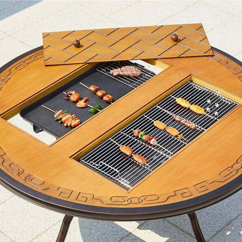 铸铝户室露WPK外桌椅庭院花园外外摆天阳台创意简休闲约铸铝木纹