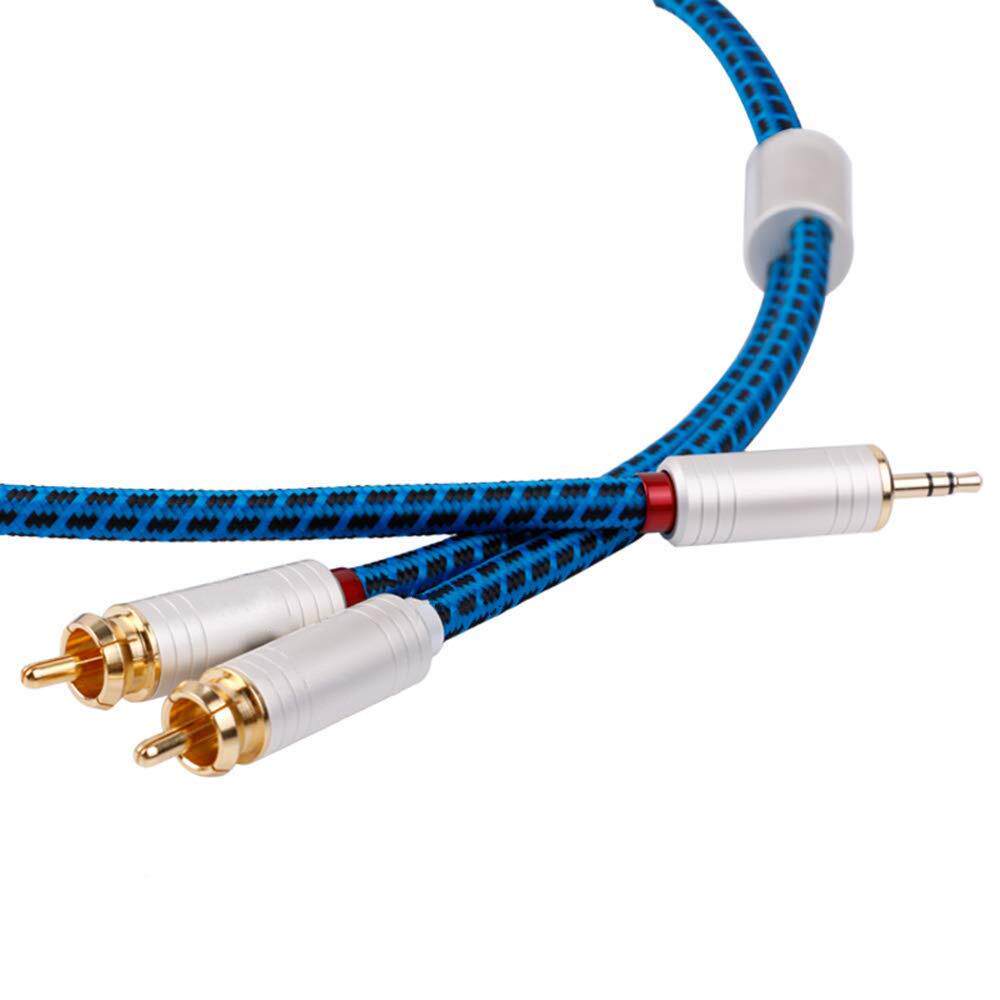 音频线珍珠银3.5转双莲花音频线一音分二频RFX32.5-RCA线音响线