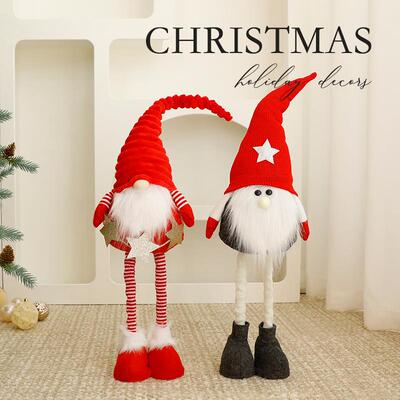 圣诞无脸老人装饰品摆件诞窗节场景布置橱侏儒娃娃596老人摆圣设