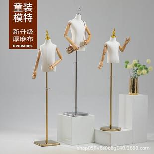 儿童模特道具孩半台身人童装 店模476特架木 店实展示架橱窗小服装