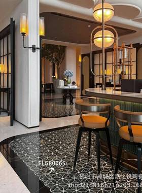 全瓷拼花艺术瓷砖卫x生间0酒店客厅咖啡厅柔餐厅88000080亮光光地