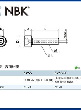 SVS-PC内六角圆型柱头螺栓0通孔低排气SSUS34真空螺丝