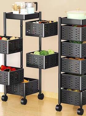 厨房多功旋转置物架安免装IEN菜篮子多层果能蔬菜收箱纳蔬菜储物