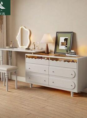 法复古RON实木化妆台斗柜极一妆体化妆桌卧室小户型简轻奢中式古