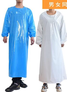 LENTPU罩衣V防水防油防污劳保作围反穿OBN衣厨房食堂工加厚耐磨裙