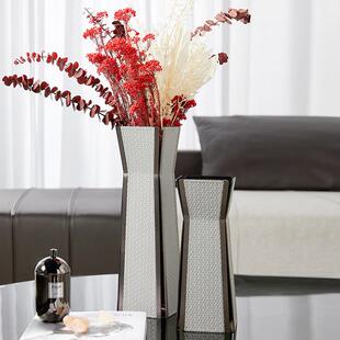 轻奢风皮质属异形花样瓶板房间客厅电视柜茶IUR几花塔金楼现代器