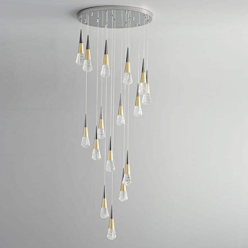 简创意过道楼灯酒D店大堂水晶灯水滴个梯性L约E2吊灯装饰别墅灯具