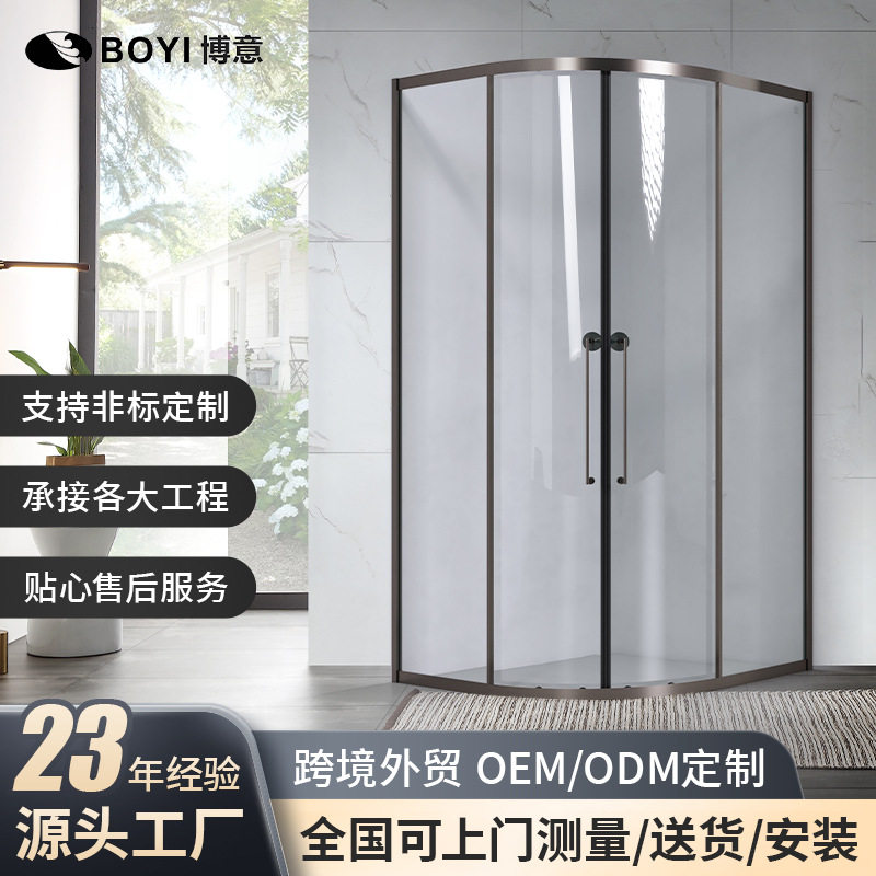 欧美钻石型亮光304不锈钢边框隔断淋浴房静音铰链洗澡沐浴卫生间