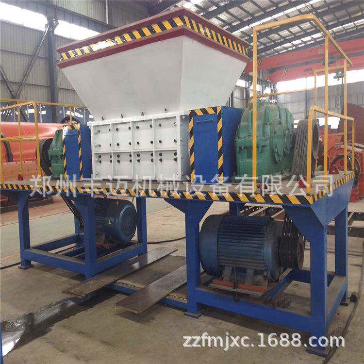 废旧汽车轮撕碎机铁皮桶金属碎双轴撕机编织600袋P胎塑VC料撕碎机