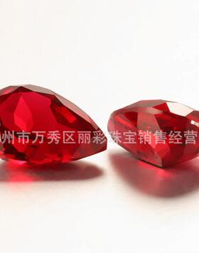 梨培育红宝长石戒面石实验室培植596裸Ruby水滴形鸽血红宝形石
