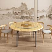 3V5折叠大圆桌实木餐桌家5用F767M65T夜市10人桌子酒店Y商用1人农