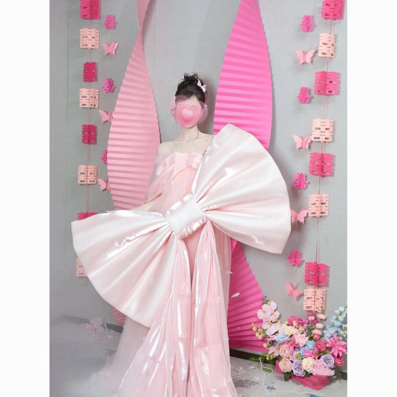 庆婚房装饰:超大红用绒喜蝴蝶结挂饰新娘DGF照拍道具新娘品新款