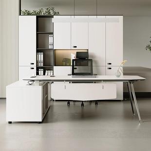 台老板桌总裁桌医美咨理询简约现代经桌主管式 办公桌 桌色白1541