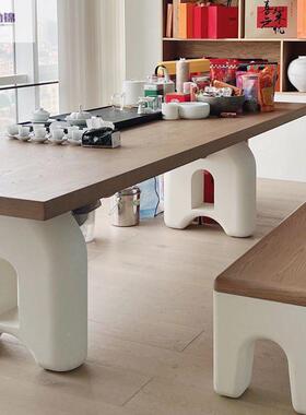 北奶WGA美进长口新款白蜡木实桌简约木油餐椅方形小户型中古法式